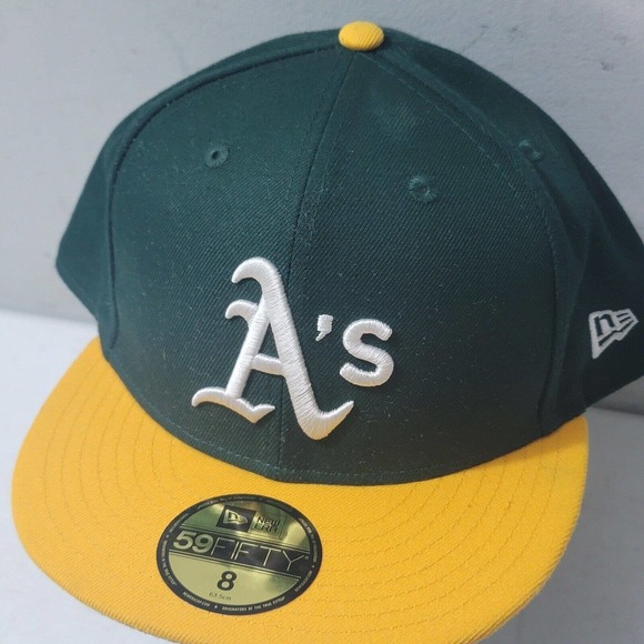 Oakland Athletics A's New Era Authentic On-Field 59FIFTY Fitted Hat Size 8 - Picture 3 of 13